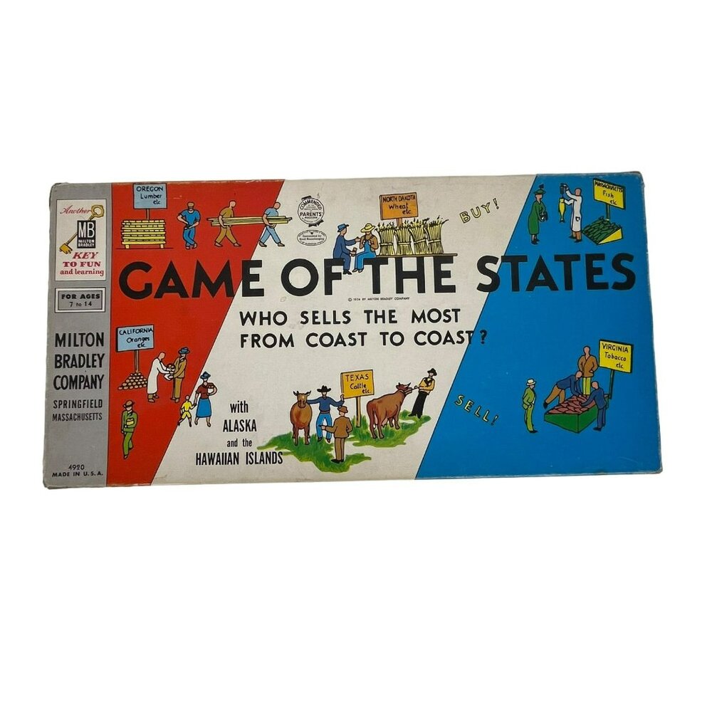 Vintage 1954 Game of the States Board Game Milton Bradley